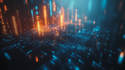 Obraz premium Smart digital Innovation city with connection network reciprocity over the cityscape. of future smart wireless digital city and social media networking systems that connects people with in city