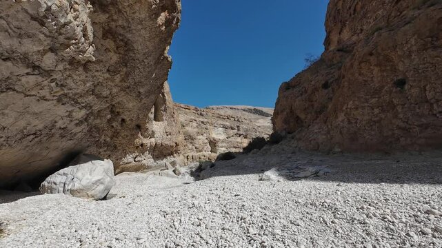 The beautiful mountain scenery of Wadi Bani Khalid in Oman
