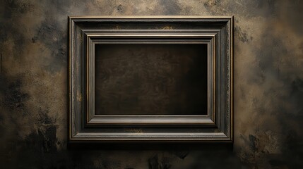 Rustic empty wooden frame on vintage distressed wall background