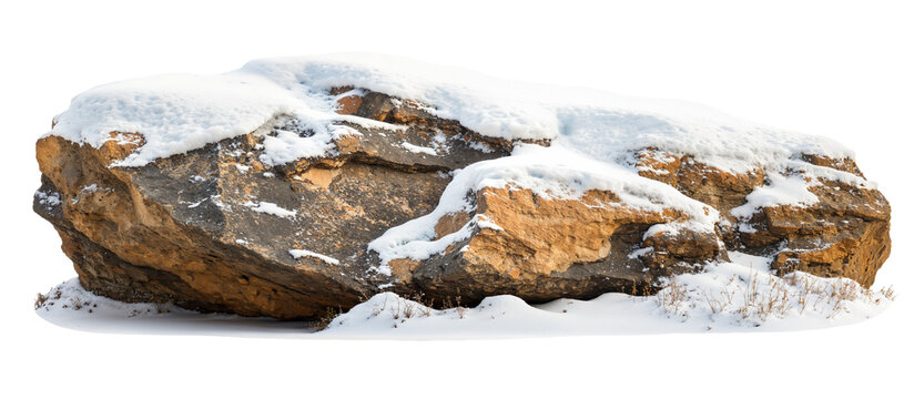 Snow covered sand rock on transparent background  - Powered by Adobe