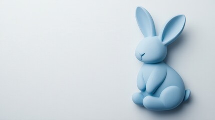 Obraz premium Blue wooden easter bunny on white background for seasonal decor and design