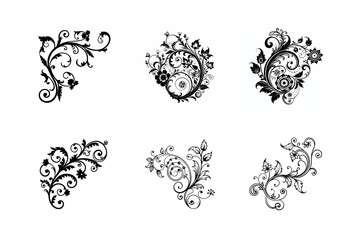 set of elements flower background
