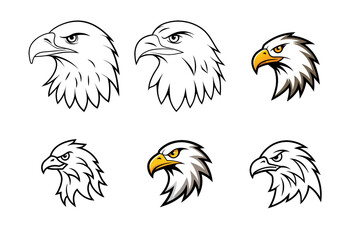 eagle head of 6 set with white background