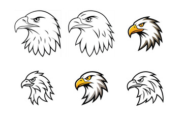 eagle head of 6 set vector with white background