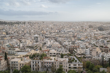 Fototapeta premium Landscape view of the historical city of Athens from the Parthenon in Greece. 
