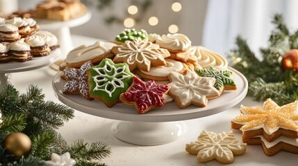 Fototapeta premium Assortment of Christmas cookies on a festive table