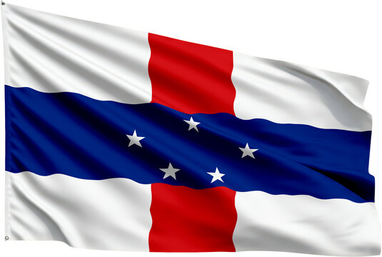 waving flag of Netherlands Antilles, national symbol - Powered by Adobe