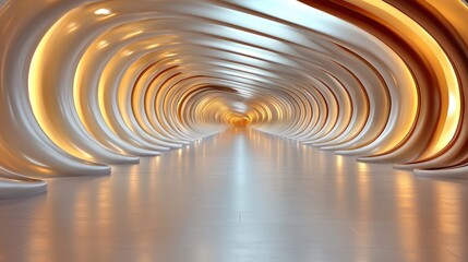 Obraz premium Futuristic tunnel, glowing lights, abstract background, architectural design, digital art