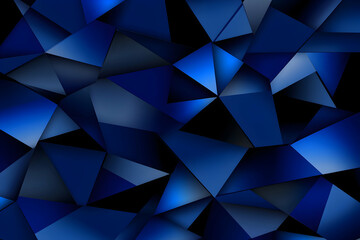 Fototapeta premium Abstract dark blue geometric background with polygonal shapes, ideal for modern designs and presentations.