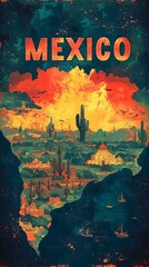 Vibrant Map of Mexico with Cultural and Natural Highlights