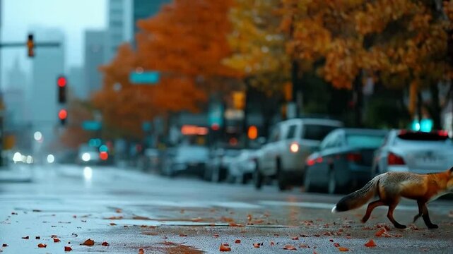 wild foy on the street in the city