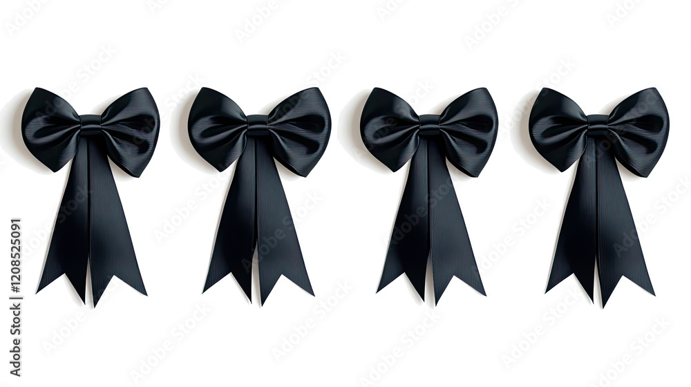 Poster elegant black ribbon sets on clear display generative ai