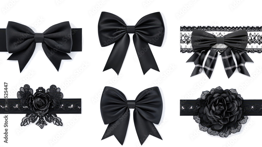 Poster elegant black ribbon sets for various occasions generative ai