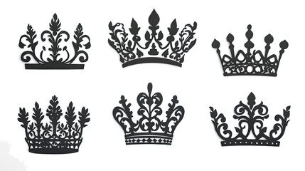 Elegant Black Silhouette Crowns in Various Royal Styles Generative AI