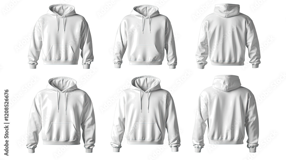 Poster blank white hoodies displayed from multiple angles generative ai