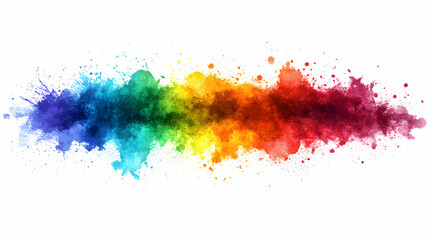 Obraz premium Vibrant rainbow watercolor explosion; colorful abstract background ideal for design projects, banners, and websites.