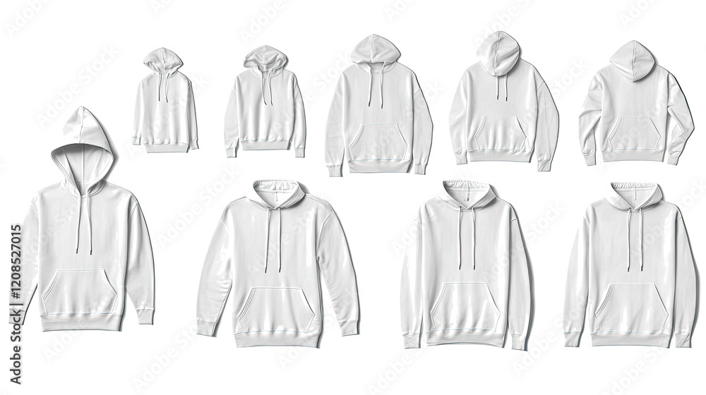 Aufkleber blank white hoodies displayed from multiple angles generative ai