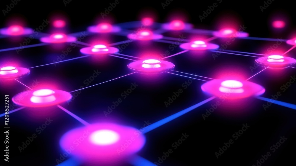 Poster a futuristic depiction of quantum computing with a glowing quantum grid.