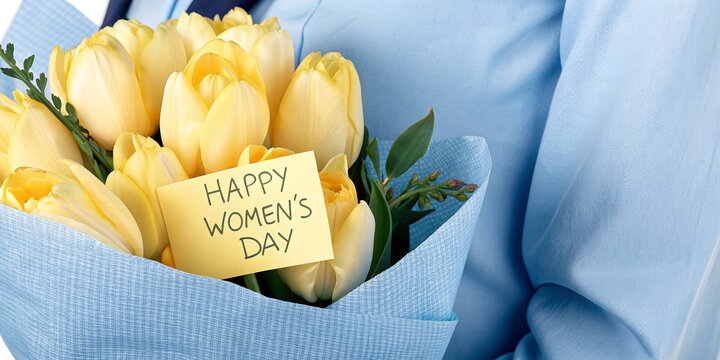 Yellow tulips bouquet for Women's Day celebration
