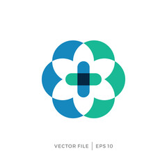 modern design logo of brain and health cross sign