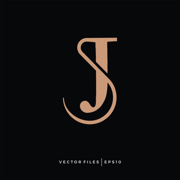 monogram initials JS SJ logo design.