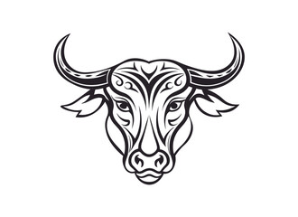 Intricate Bull Head Tribal Tattoo Design Vector Art