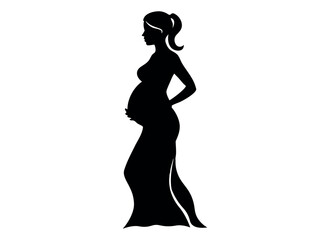 Elegant Pregnant Woman Silhouette - Maternity Design Illustration