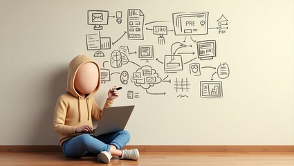 Faceless Person Planning Digital Strategy On Laptop