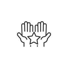 Obraz premium Hands holding star icon - symbol of achievement and support