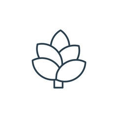 Minimalistic line art of a leafy plant motif on a white background