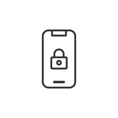 Mobile security icon with lock symbol on smartphone screen