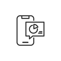 Minimalist mobile finance app with data analysis icon on white background