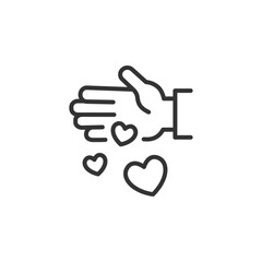 Heart icon with hand gesture symbolizing love and care