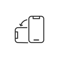 Mobile device orientation change icon with arrow indicating screen rotation