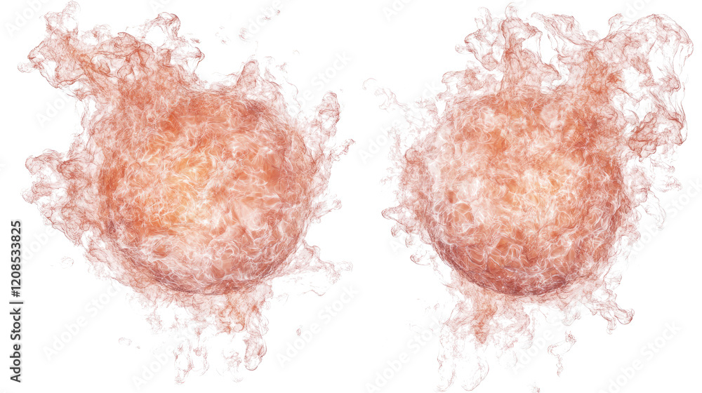 Poster burning balls with visual effects isolated background generative ai