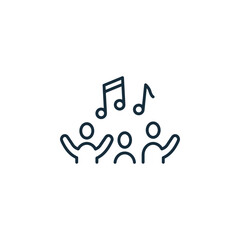Minimalist music icon with people and musical notes in harmony