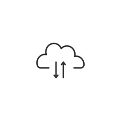 Cloud computing icon with arrows for data transfer and synchronization