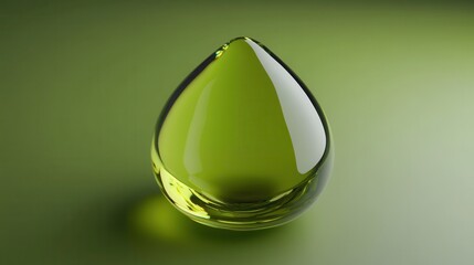 Glossy green droplet on gradient background
