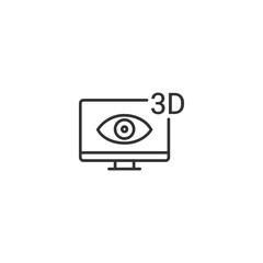 Minimalist eye and monitor icon for 3d viewing technology concepts