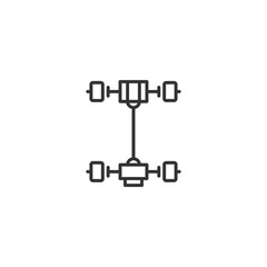 Car drivetrain icon - simplified line art for automotive technology illustrations
