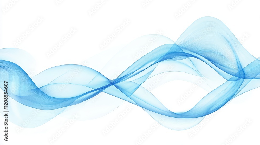 Aufkleber abstract blue wave pattern with flowing curves and light background