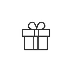 Minimalist black and white gift box icon with bow