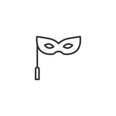 Minimalist black mask icon on white background