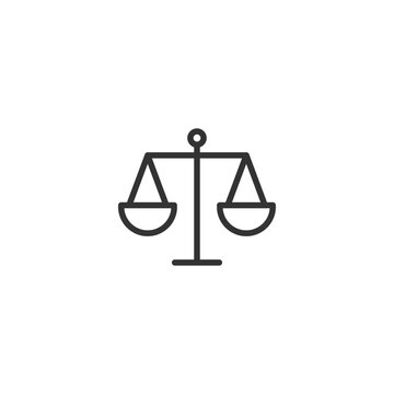 Minimalist balance scale icon representing justice and equality