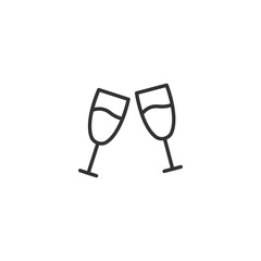 Clinking glasses icon celebrating togetherness and joy in minimalist design