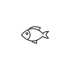 Minimalist line drawing of fish icon with simple black outline on white background