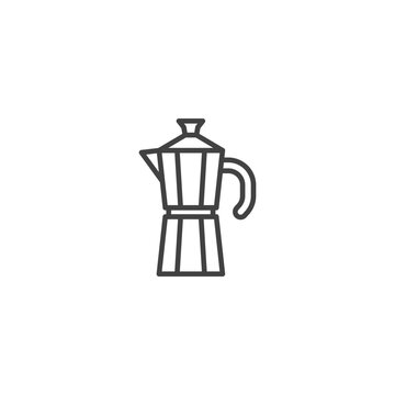 recommend clip art: Minimalist line art moka pot icon for coffee lovers and modern kitchen design