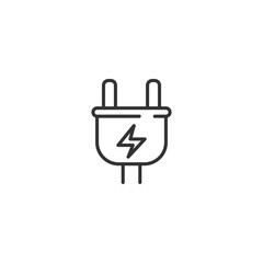 Simple electric plug icon with lightning bolt for energy or technology themes