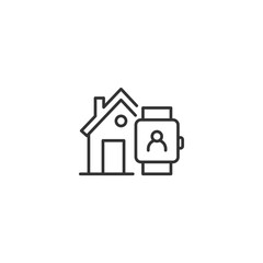 Smartwatch and smart home integration icon - simple line design