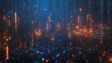 Fototapeta premium Smart digital Innovation city with connection network reciprocity over the cityscape. of future smart wireless digital city and social media networking systems that connects people with in city